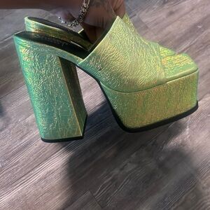 Green Platform Heels